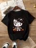 Футболка с рисунком Хэллоуина Hello Kitty, футболка с круглым вырезом, повседневная, стандартный крой, подходит для всех сезонов, пугающая и веселая футболка