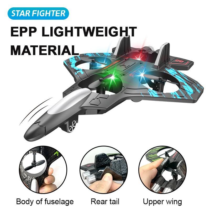 1 Set Electric Foam Glider Stunt Tumbling Uav Hovering Helicopter Aircraft Model 2.4G Remote Control Fighter With Led Lights