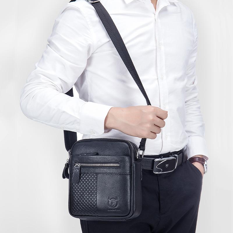 BULLCAPTAIN Простая мужская сумка на плечо, высококачественные кожаные сумки через плечо, мужская квадратная сумка большой вместимости