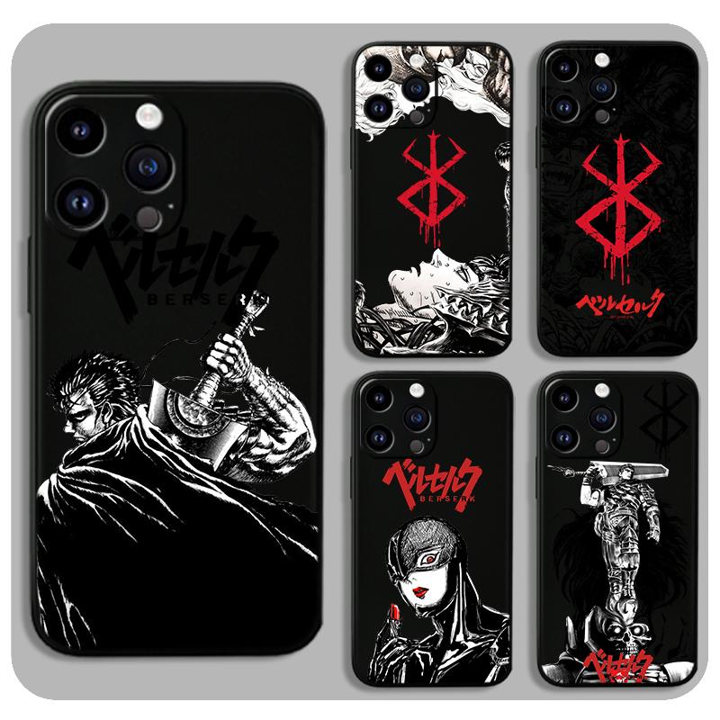 Berserk Comics Anime For Apple iPhone 15 14 13 12 Mini 11 XS XR X 8 7 Pro Max Plus Soft Silicone Black Phone Case