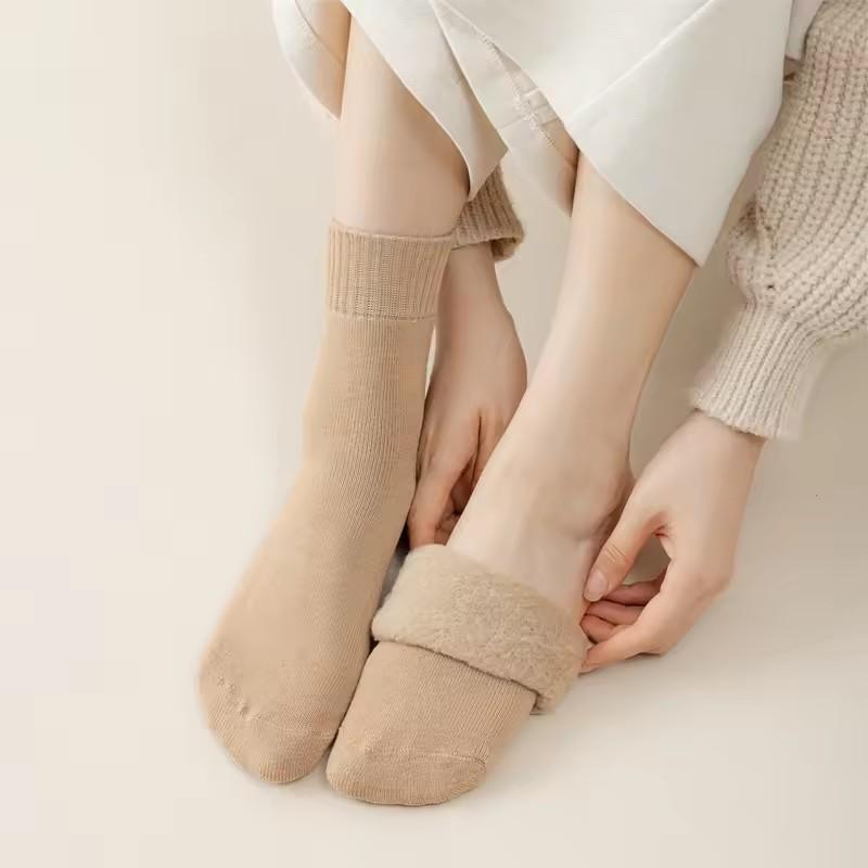 1 Pair Women's Winter Warm Socks Snow Markron Color Thick Plush Hairy Soft Postpartum Stockings Floor Sleep Socks