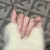 Pure Hand-wearing Armor Pink Leopard Print French Magic Mirror Gradient Temperament Sweet Mesh Bow Nail Fake Nail