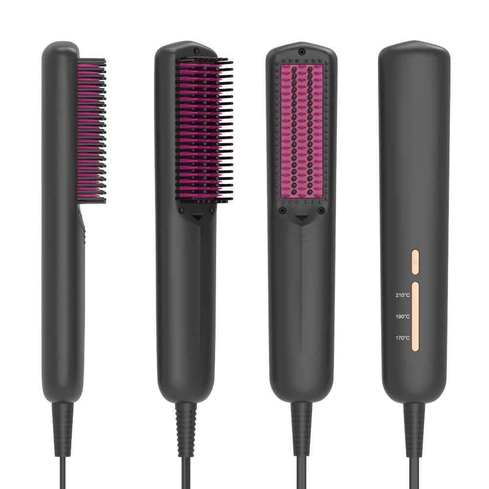 Eco Friendly Travel Professional Negative Ion Ceramic Heated Electric Portable Fast Hot Styling Comb Hair Straightener Brush