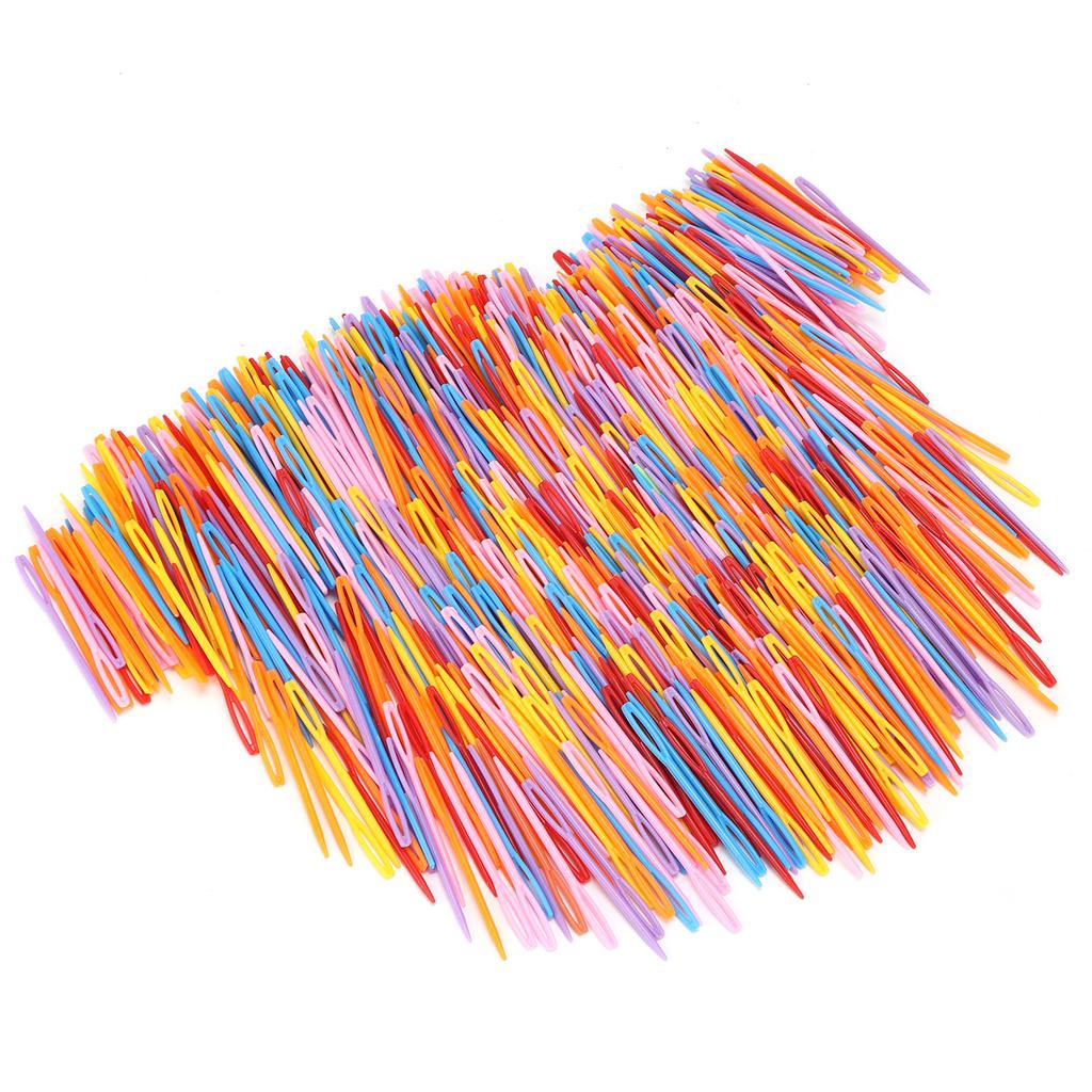 1000Pcs Plastic Sewing Needles Safety Big Eye Colorful Knitting Needle for Kids Crochet Darning