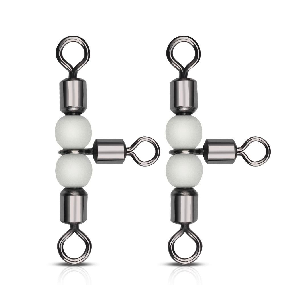 Connector Rolling Triple Fishing Connector Luminous Beads Solid Ring Fishing Tackle Fishing Swivel