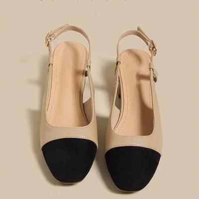 2024 Лето Новые цветные блоки Splicing Shallow Mouth 2024able и простой стиль верхней одежды женские сандалии Высокий каблук Одиночные туфли для женщин