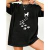Oversized T Shirt Black Dog Paw Print Design Casual Wear For Women And Girls Summer Outfit Streetwear Fashion Trendy Graphic Tee