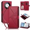 Embossed Secure Clasp 9-Card Slot Vegan Leather Phone Case with Wrist Strap