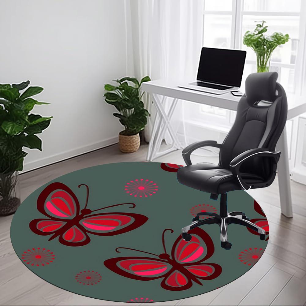1pc Butterfly Pattern Chair Carpet for Office, Indoor Non Slip Washable Polyester Fiber Carpet,
