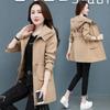 Spring and Autumn Plus Size Women's Hooded Windbreaker Women's Mid-length Casual Waist Jacket