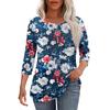 Женская модная повседневная плиссированная футболка с круглым вырезом и рукавами три четверти с повседневным цветочным принтом