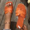 Fashion Fashion Woven Summer Slippers for Women Brand Design Square Toe Flat Sandals Woman Comfortable Non Slip Beach Slides Flip Flops