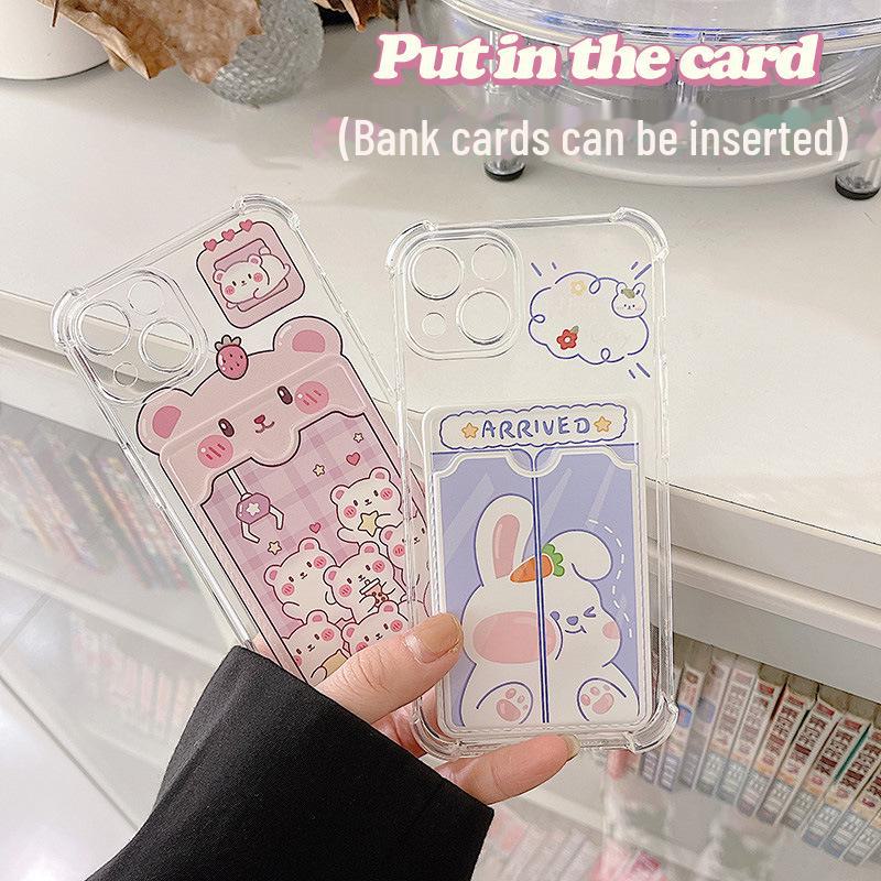 Zhitai Cute Cartoon Card Holder Case for iPhone X/XS, 6/7/8, 14/15/16, Pro Versions.