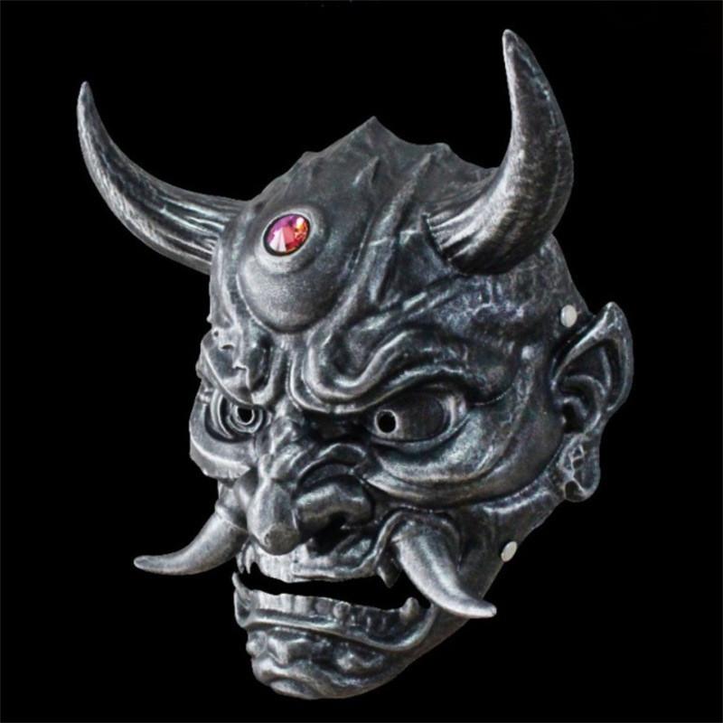 Christmas And Halloween Silver Copper Hannya Mask Resin Party Prop For Cosplay And Celebrations