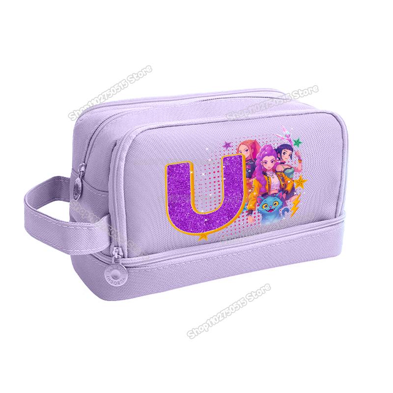 Kpop Demon Hunters Letter A-Z Pencil Bag Rumi Mira Zoey Girl Student Pencil Case High-capacity Stationery Pouch School Supplies