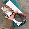 New Cat Eye Rice Nail Photochromic Myopia Glasses Retro Fashion Women's Personalized Anti UV and Anti Blue Light Glasses