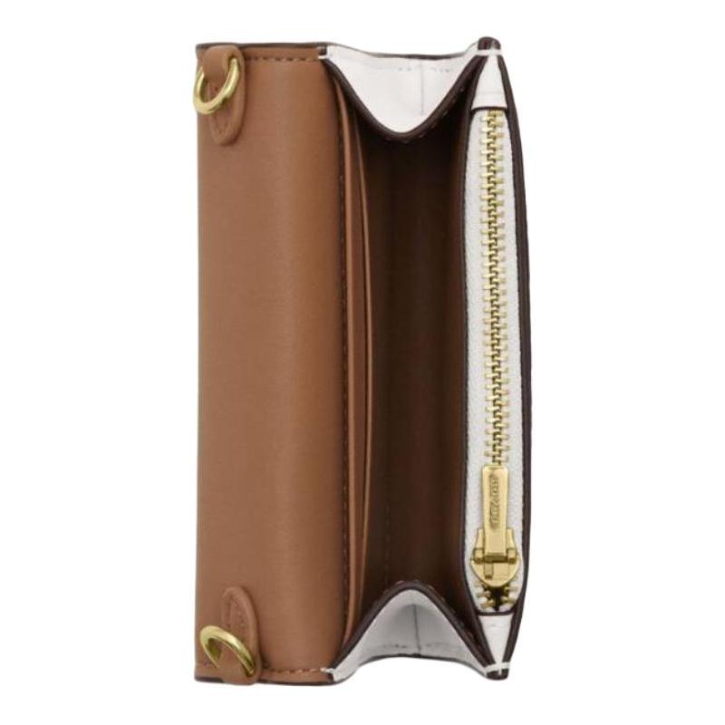 COACH Envelope 12 Logo patchwork design Signature coated canvas Wallet crossbody shoulder bag Mini Women's white with khaki