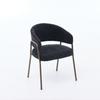 Modern Chenille Dining Chairs with Arms, Upholstered Accent Chairs with Antique Brass Metal Legs for Kitchen, Single Pack, Black, SW1876BK