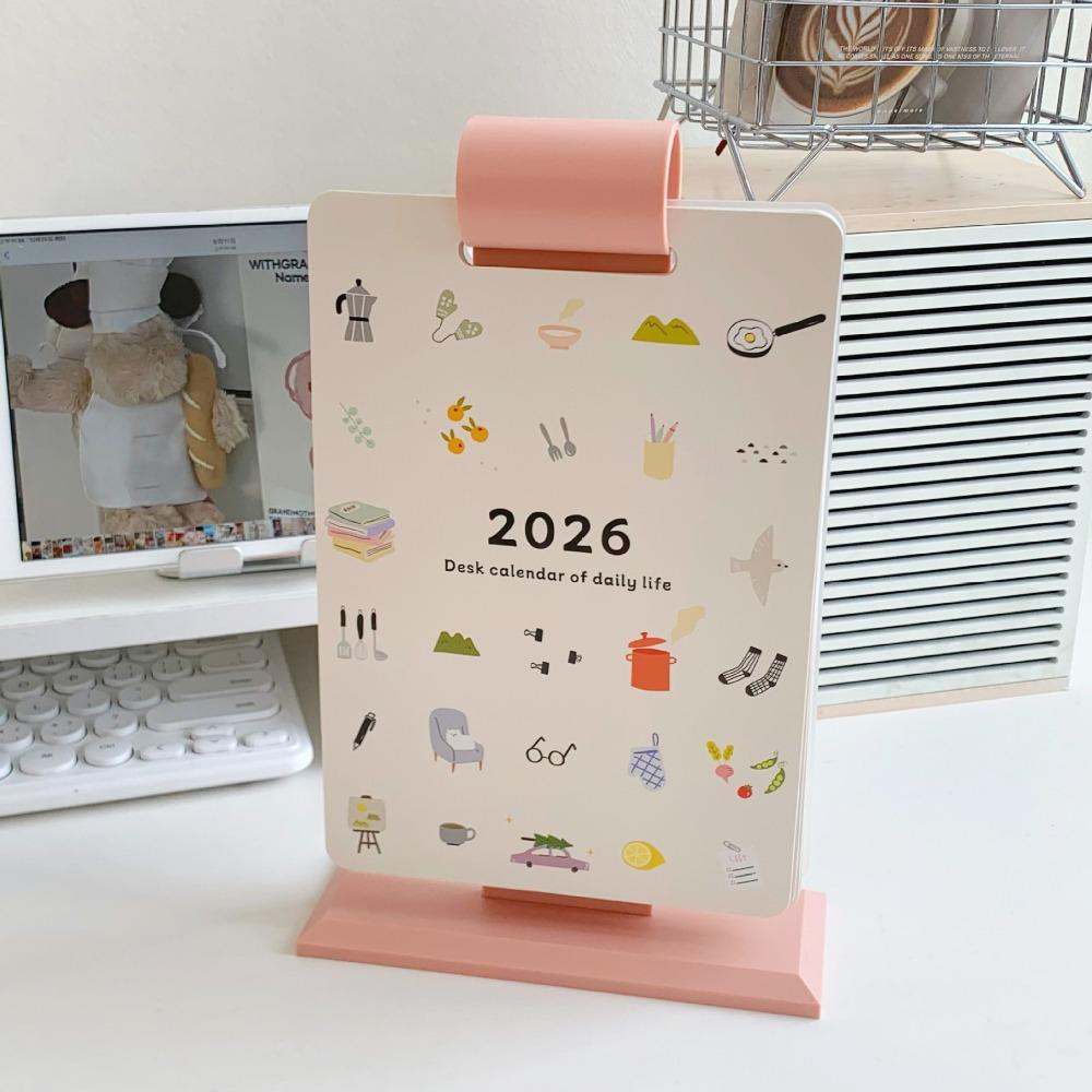 Cartoon Cartoon Desk Planner Page Flipping 2026 Cute Student Calendar 2026 Desk Calendar Office