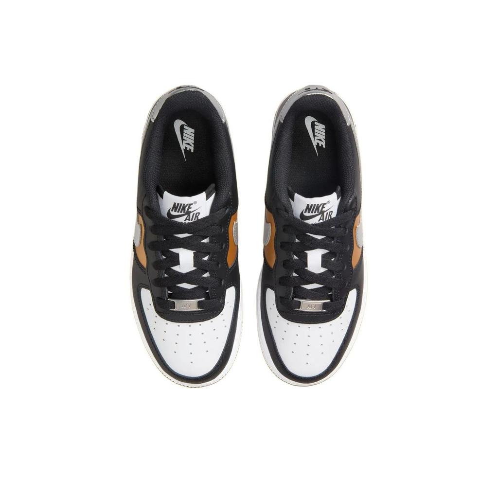 Nike Air Force 1 Low GS Black Gold Metallic Silver Kids Sneakers White Metallic-Gold HV0937-010
