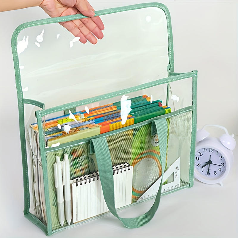 PVC Self-Adhesive File Bag Large Capacity Transparent Waterproof Handheld Folder Portable Expandable File Storage Bag