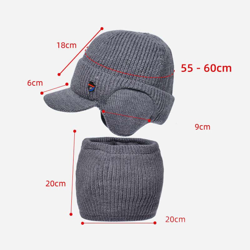 Зимняя теплая шапка с защитой ушей, комплект шарфов, бархатная шерстяная шапка, мужские шапки Skullies, вязаная толстая лыжная бейсболка, Балаклава, маска Gorras