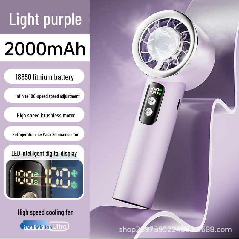 Mini Handheld Portable Fan with Digital Display and Ice Pack