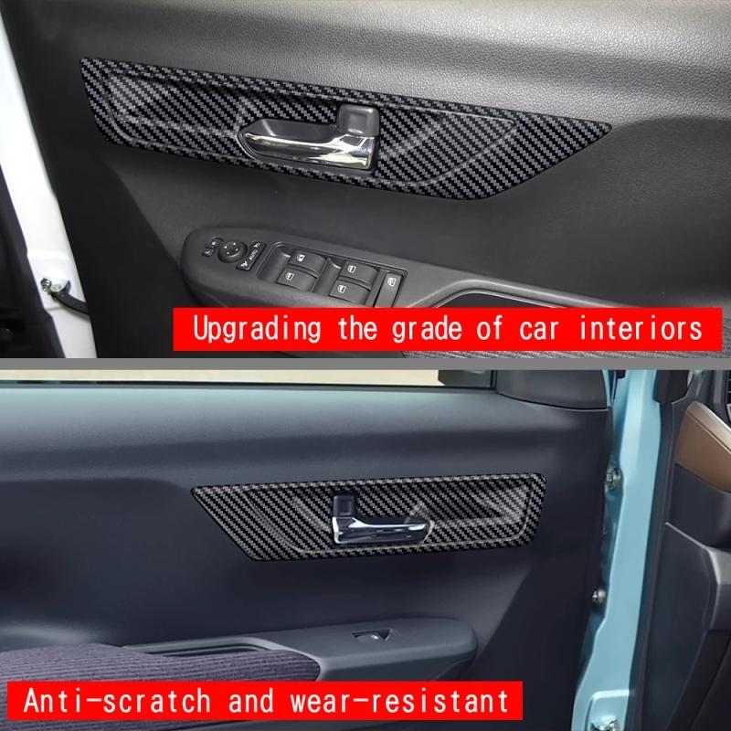 For Daihatsu MOVE 2025 2026 ABS Carbonfiber black Car Inner armrest Door Handle door Bowl cap strip Covers Interior Accessories