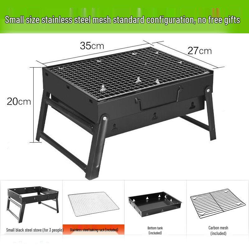 Portable Outdoor Charcoal BBQ Grill: Thickened Roasting Box with Full Tool Set for 3-6 People