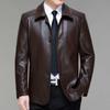 Original Ecological Buttoned Genuine Leather Jacket Men's Lapel Leather Jacket High-end Handsome Middle-aged Dad Sheep Leather Jacket
