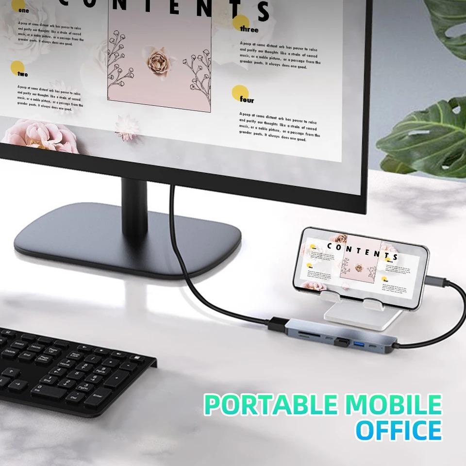 Док-станция Type C USB C Hub к 4K 30 Гц HDMI-совместимый USB 3.0 Сплиттер Адаптер PD 100 Вт Зарядка для Macbook Pro Ноутбук ПК Аксессуары