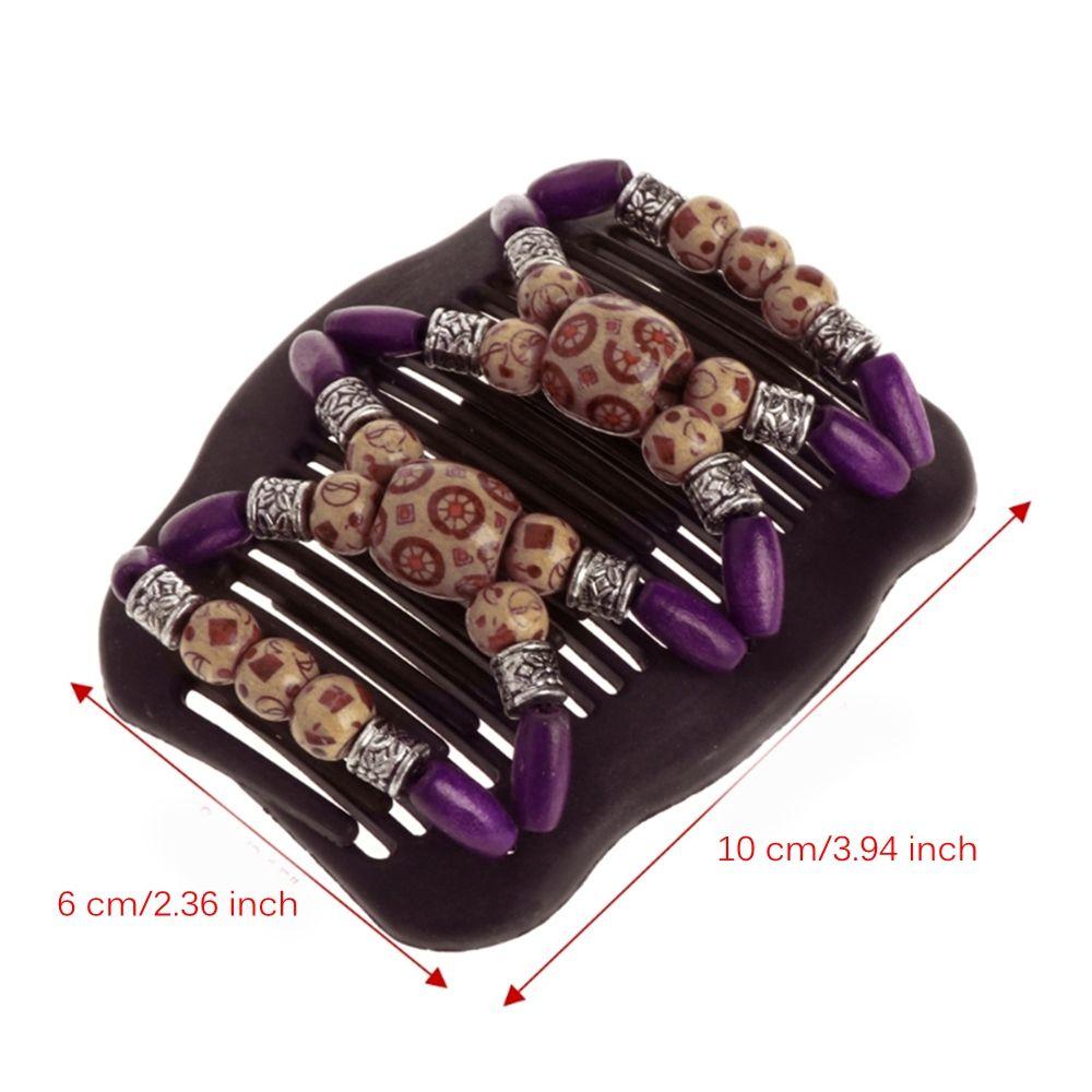 Flower Cute Butterfly  Stretchy Hair Accessories  Double  Wood Beads Magic Hair Comb