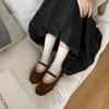 High-end quality 2025 autumn and winter new round head with Mary Jane shoes versatile flat-bottomed plush warm fluffy shoes