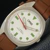 HAND-WINDING VINTAGE SWISS MENS REFURBISHED WHITE COLOR DIAL WATCH A438523-2 R131a-a438523