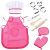 Kids Cooking Play Set Chef Dress Up Outfit Set with Apron Chef Hat and Baking Accessories Role-play Cooking Toys for Age 3-6