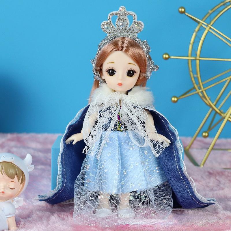 Мини-подвижная 13-шарнирная кукла 17 см, игрушка для девочек, 3D большие глаза, BJD принцесса, полная одежда, коллекция платьев, детская кукла в подарок