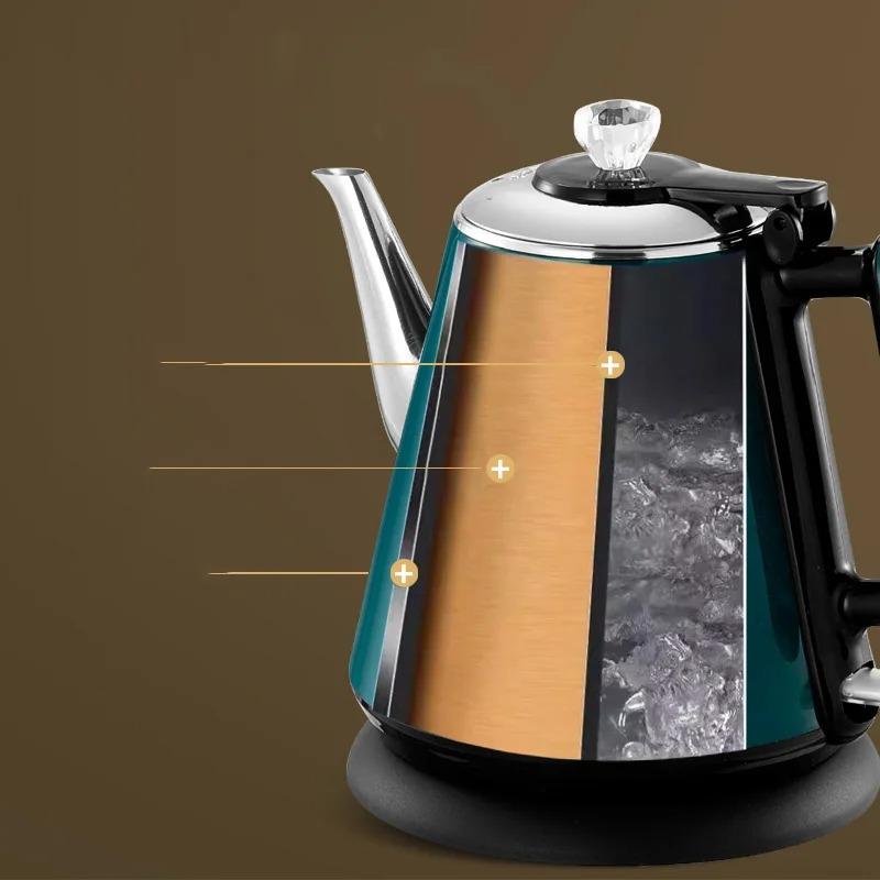 Электрический чайник 1 шт., утолщенная нержавеющая сталь 304, длинный носик, двухслойный, автоматическое отключение, защита от сухого пригорания, чайник для заваривания чая