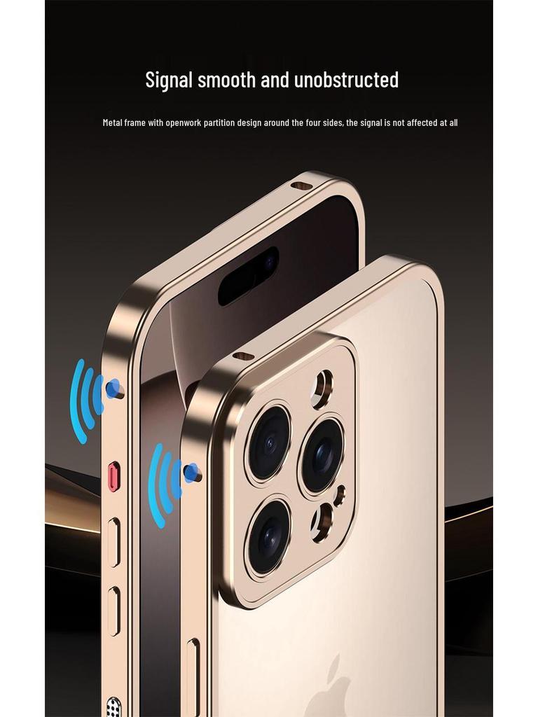 Ультратонкий Легкий Металлический Чехол для iPhone 16/15 Pro с Дизайном Пряжки в Виде Морского Конька и Теплоотводом