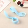 Curved Antislip Utensils Solid Color Twist Fork Spoon Suit 2Pcs/Set Infant Training Baby