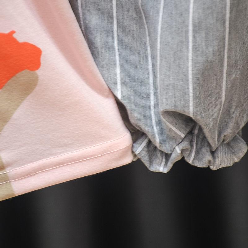 Комплект детской одежды из 2 предметов, весенне-летние костюмы для девочек, топ с короткими рукавами с принтом + брюки, комплект одежды