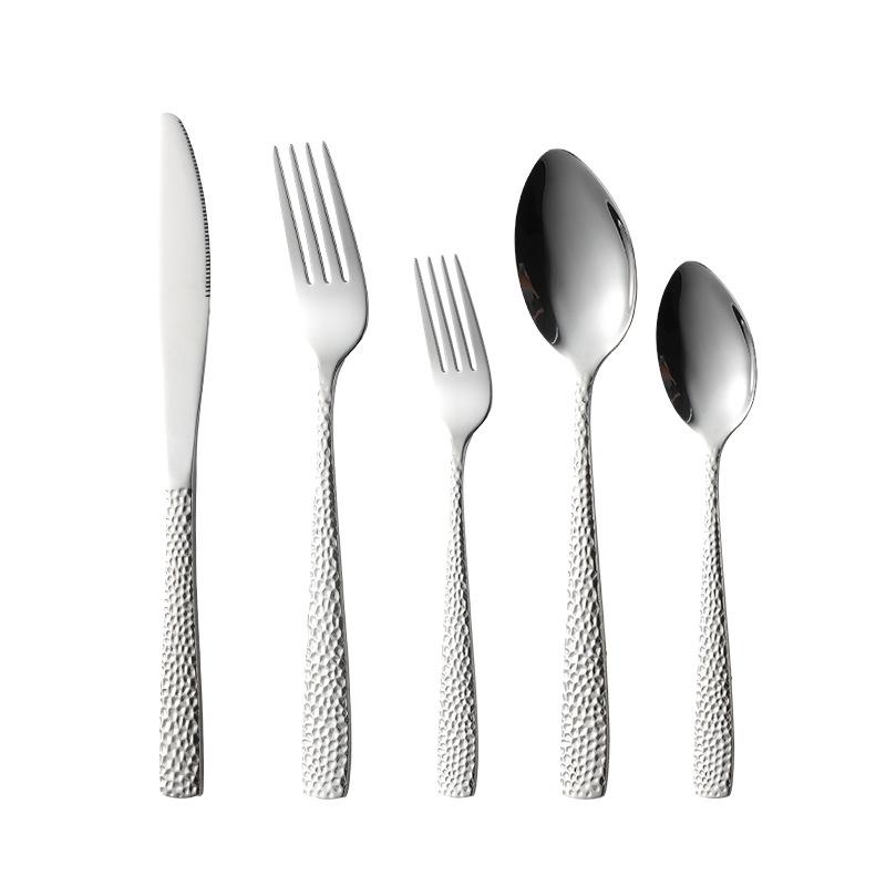 430 Stainless Steel Hammer C007 Series Knives, Forks, Spoons, Square Handles, Western Tableware, Snakeskin Gifts, Water Cube