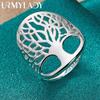 URMYLADY 925 Sterling Silver Tree Of Life 6-10 Ring For Women Wedding Party Fashion Charm Jewelry