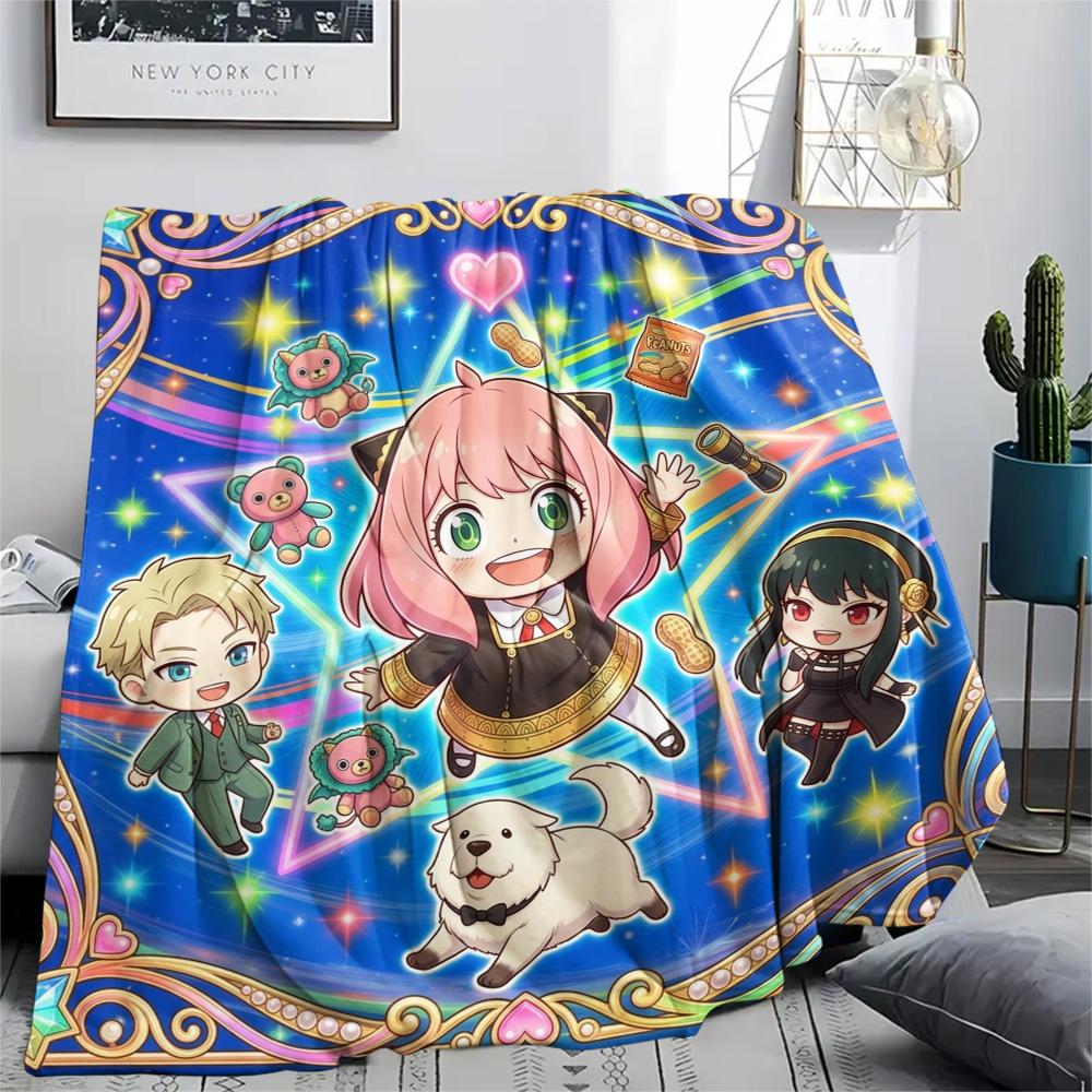 Anya Forger Flannel Blanket Print Style Cozy Warm Comfortable for Picnic Travel Bedroom Beds.-TING
