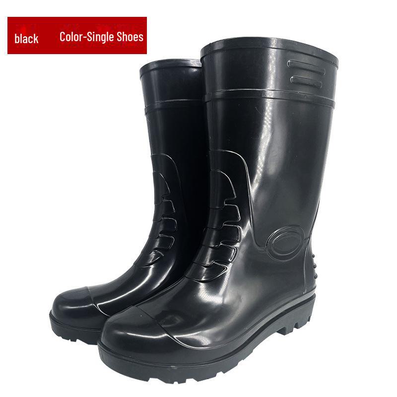 Men's Waterproof Non-Slip Rain Boots - High-Top Rubber Shoes with Velvet Lining, Acid and Alkali Resistant.