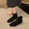Осенняя прогулка~ Корейская версия ins маленькие короткие ботинки универсальные матовые ковбойские ботинки квадратный носок внутренняя платформа ботильоны женские новые зимние модели