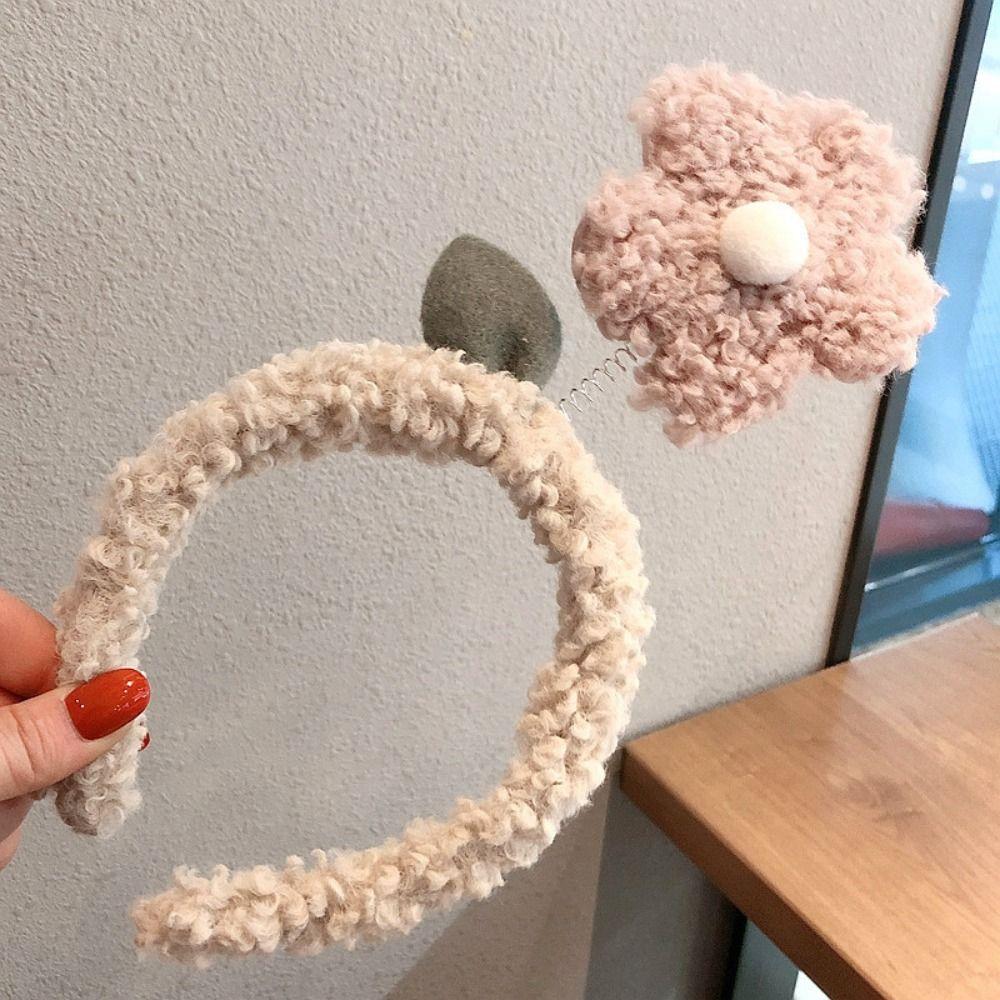 Осенне-зимний обруч для головы, нескользящие аксессуары для волос, высокое качество, милый плюшевый ободок с цветком