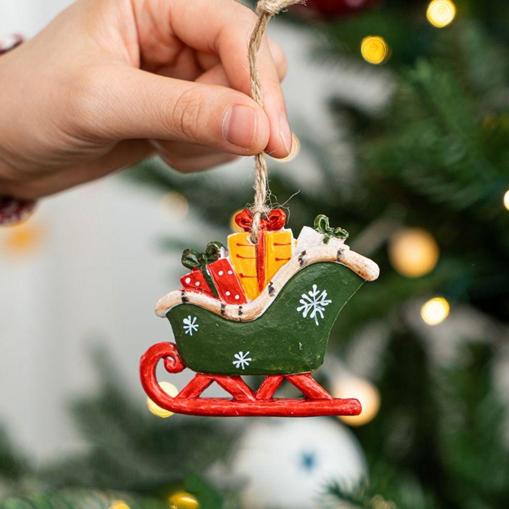 Рождественская елка с узором оленей, подвески, рождественские украшения из смолы, рождественские украшения