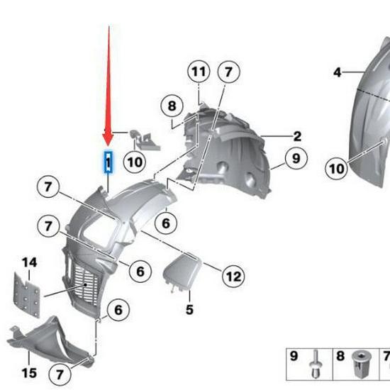 Передний подкрылок для BMW 5 серии F10/F18 (Часть 51717186727/51717186728)
