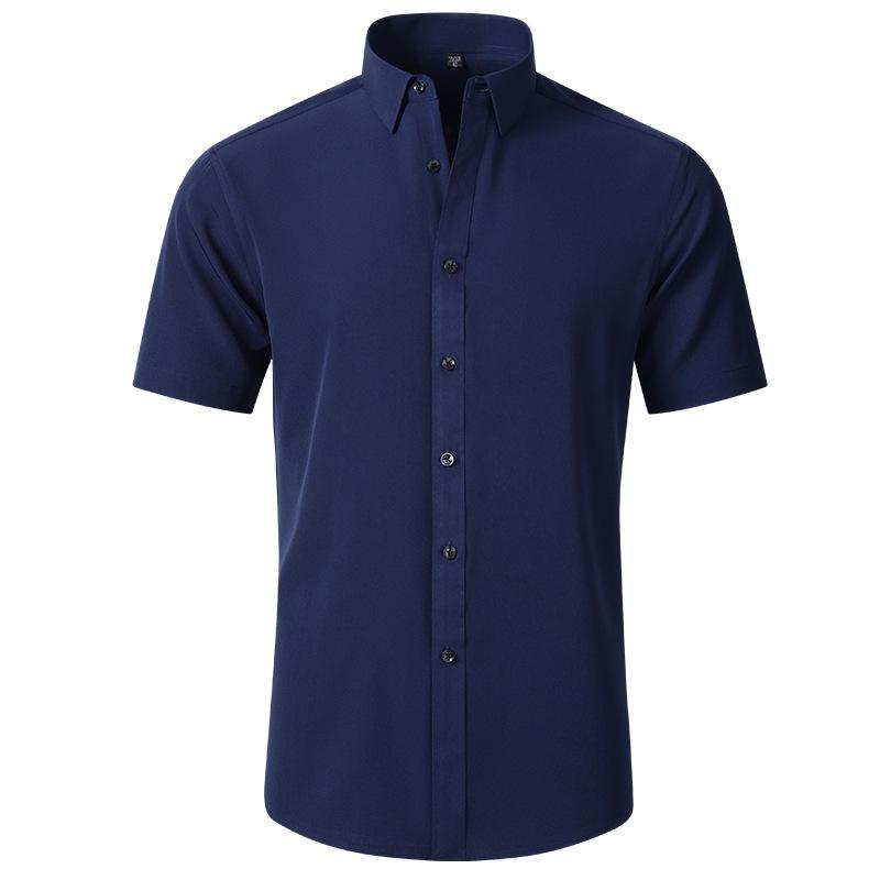 Мужская приталенная рубашка, корейский стиль, business casual, легкая рубашка, минималистичная, без эластичности, на пуговицах
