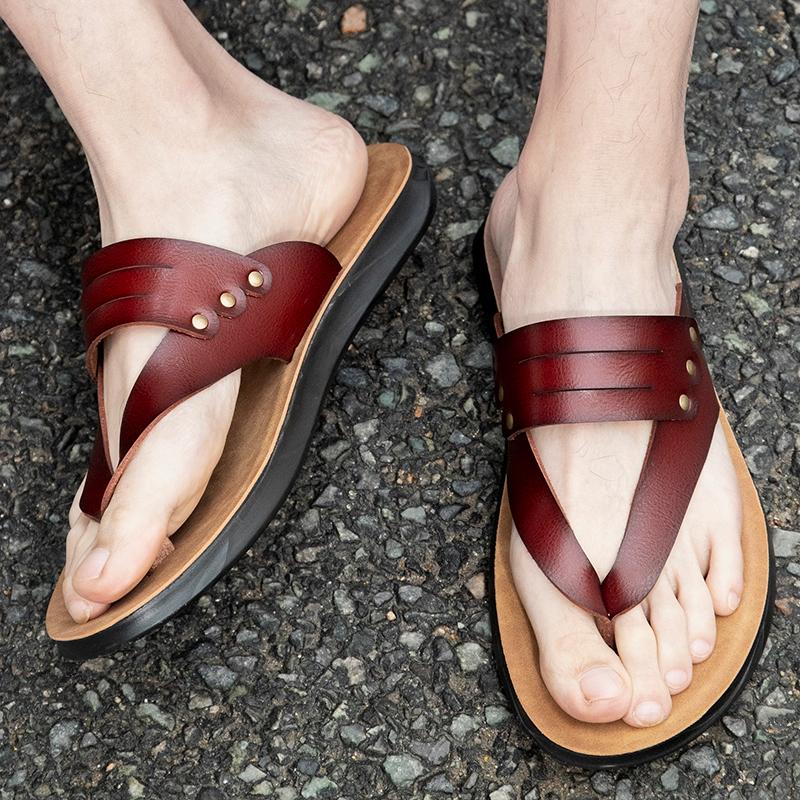 Летняя мужская обувь Дышащая и удобная модель на плоской подошве Для улицы, пляжа, для повседневной ходьбы по городу Большой размер Дышащие сандалии